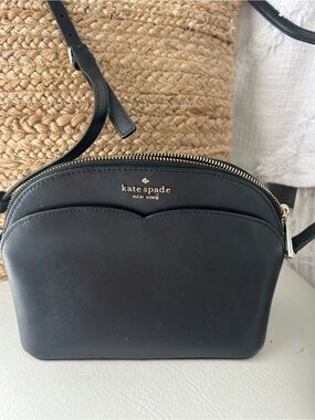 kate spade black Saffiano Dome Crossbody with Gold Hardware